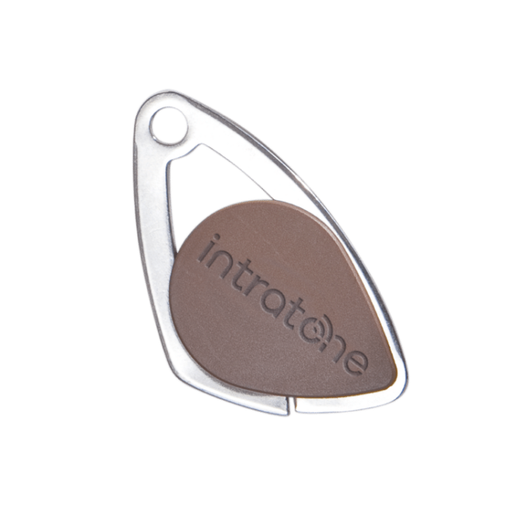 Badge Électronique Mifare-Insert Inox Gravé-Marron