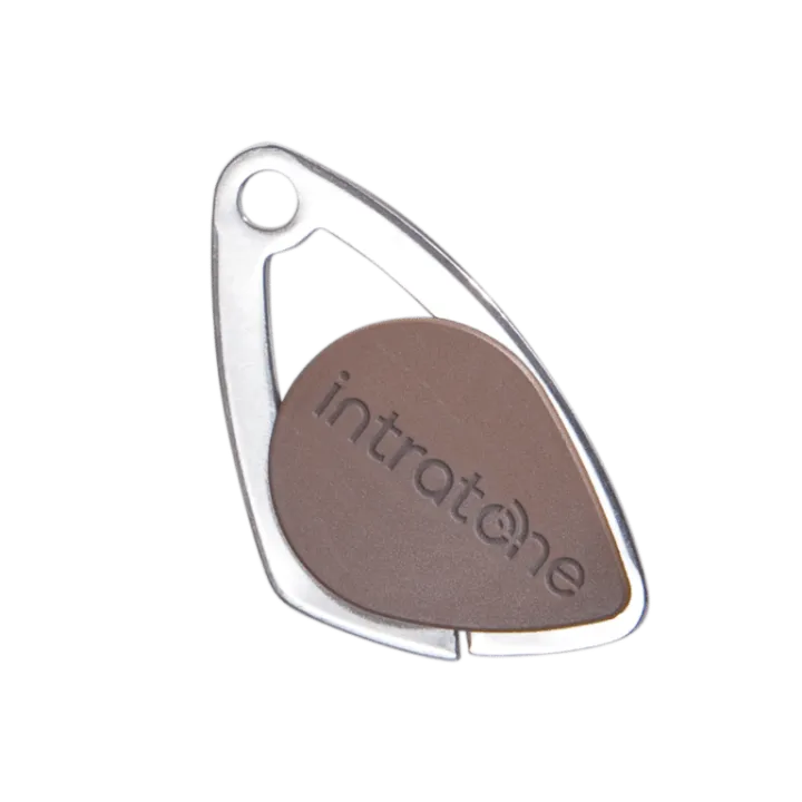 Badge Électronique Mifare-Insert Inox Gravé-Marron