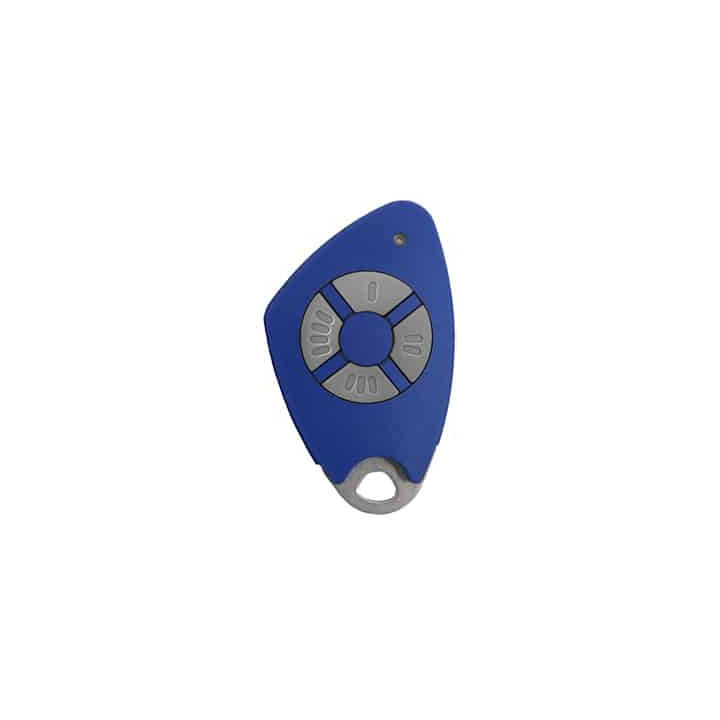 Télécommande Perso 4 Canaux Bi-Technologie Mifare-Insert Inox Grave Bleu