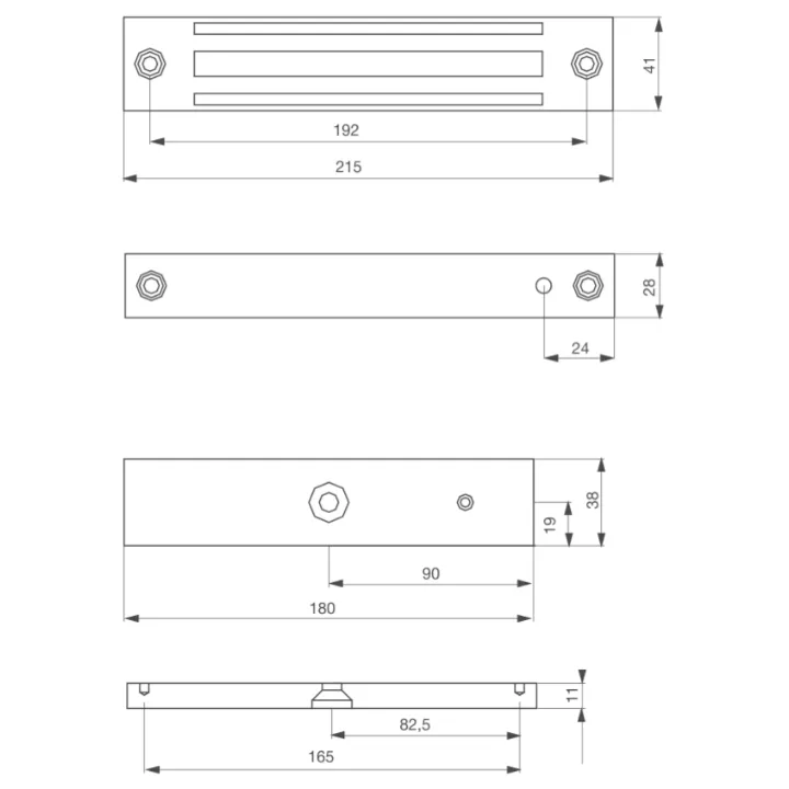 Ventouse Em Applique Ip 67 Acier Inox 600 Lbs 12/24V Dc Contact Hall
