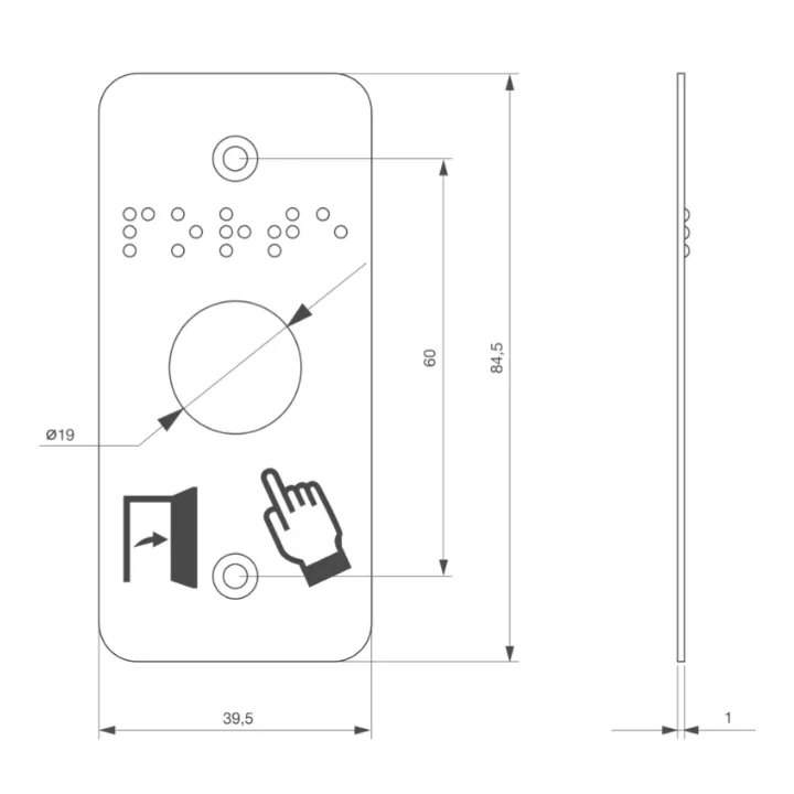 Bouton Poussoir Acier Inox Deq.19 Mm Contact No+Nc (V) + Ssp101