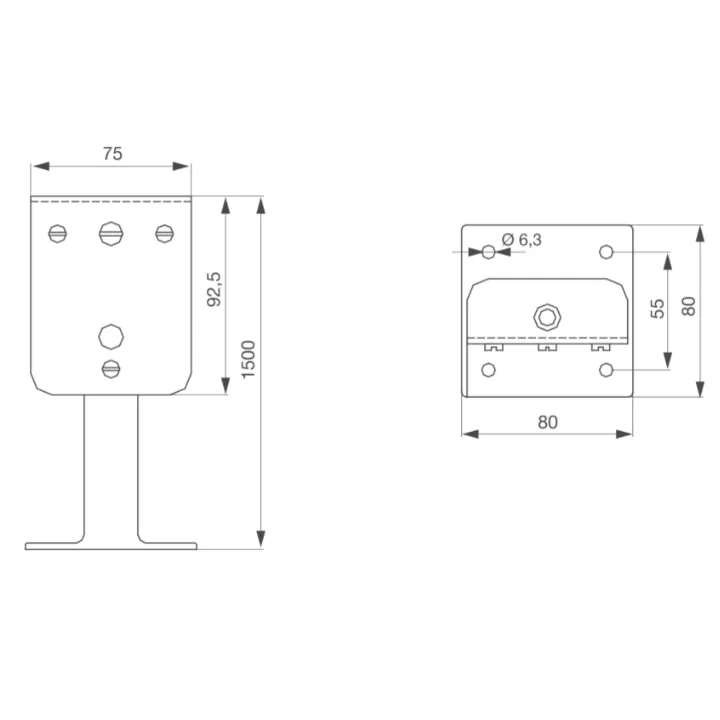 Support De Montage Sol / Mur 150 Mm Pour Ventouse Électromagnétiques V7
