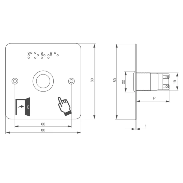 Bouton Poussoir Acier Inox Deq.19 Mm Contact No+Nc (V) + Ssp201