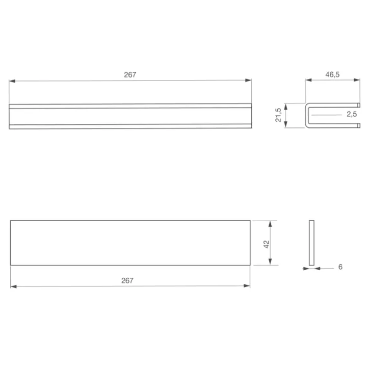 Kit U Pour Montage En Applique Dbm1500Ecsh Sur Porte Verre 9-13 Mm