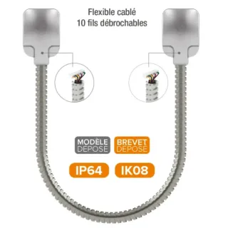 Passage De Câble Ap 40 Cm 10 Bornes Débrochables Gaine Acier Inox Ip64 Ik08