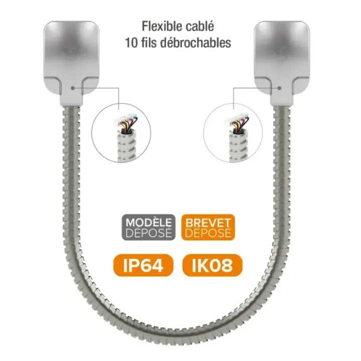 Passage De Câble Ap 40 Cm 10 Bornes Débrochables Gaine Acier Inox Ip64 Ik08