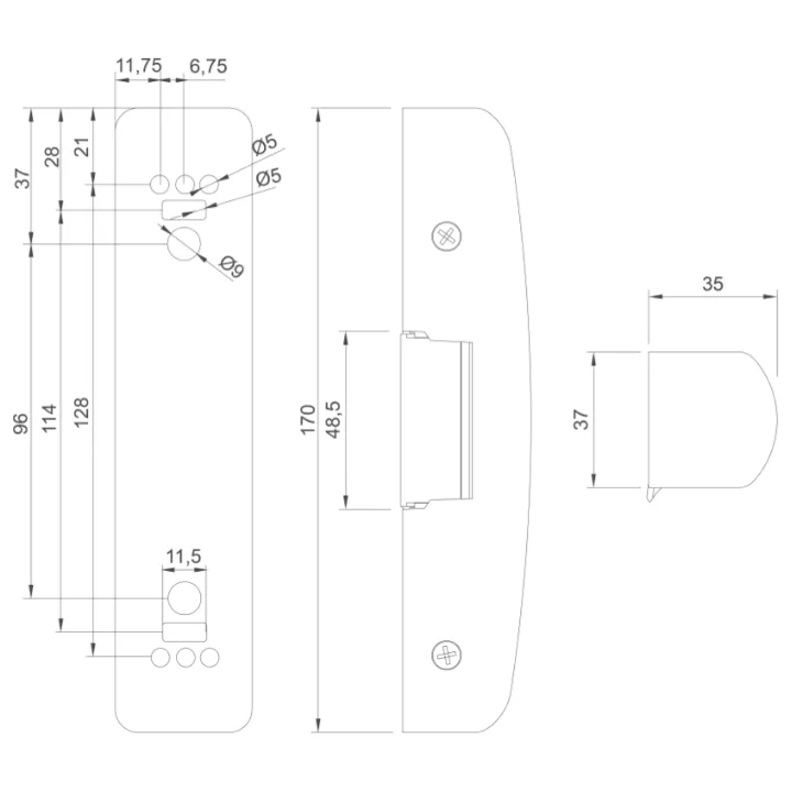 Gâche Électrique 34A Ap Pour Bap 6500 N À Rupture 24V Dc Tv / Noir