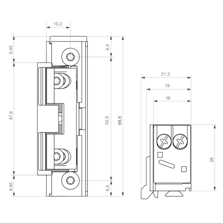 Gâche Électrique 15 Lg Sym 16 Mm 4800 N À Émission 10-24V Ac/Dc Tv