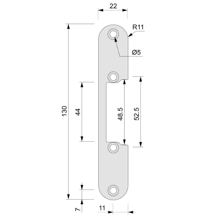 Têtière Plate 130 X 22 Mm T1R Acier Inoxydable Pour 15-25-35