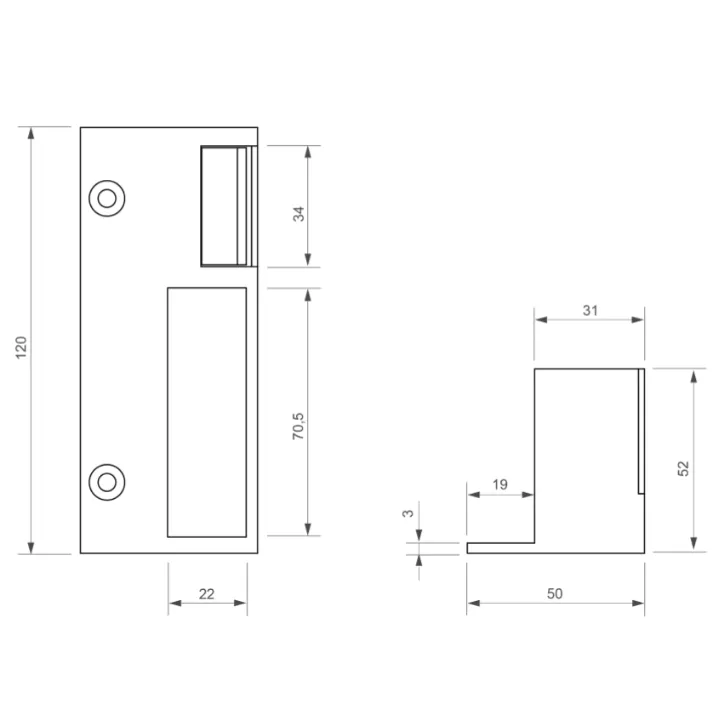 Gâche Électrique 32 Ap Verticale 120 Mm 3500 N À Rupture 12V Dc Dt