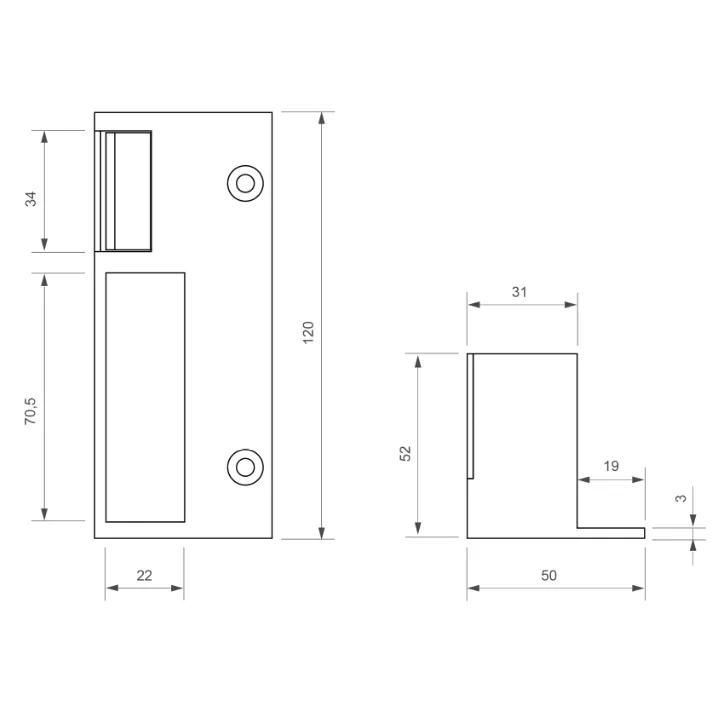 Gâche Élec. 32S Ap Verticale 120 Mm 3500 N À Rupture 12V Dc Gt