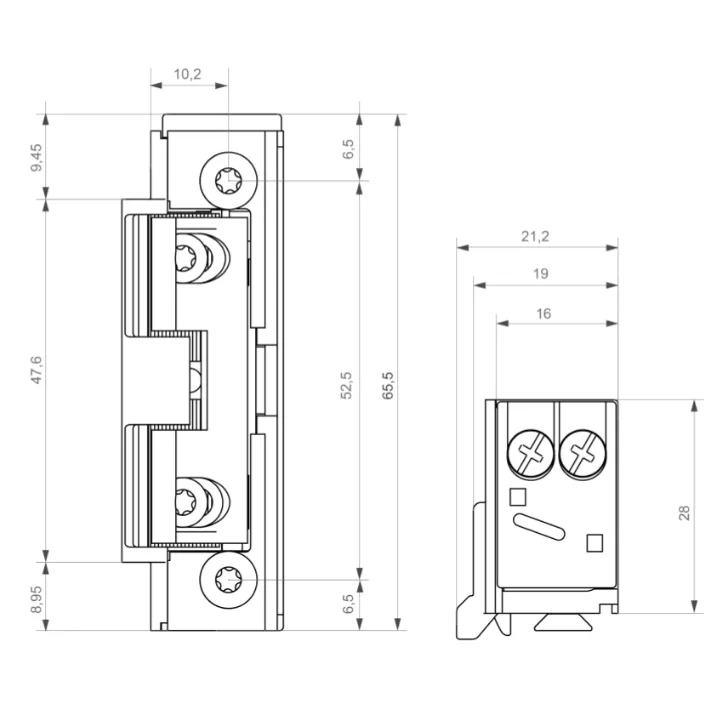 Gâche Élec. 35 Ip 67 Lg Sym. 16 Mm 4800 N À Rupture 24V Dc Tvs