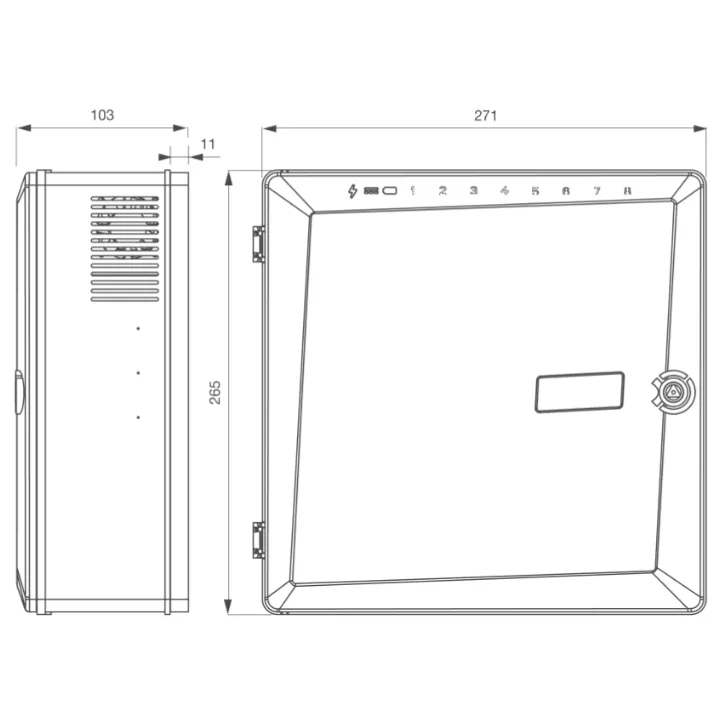 Alimentation Chargeur Rsxv-C 8 Voies 230V Ac / 12V Dc (13,8V) / 5A - 271 X 265 X 103 Mm