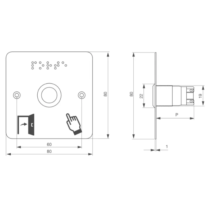 Bouton Poussoir Acier Inox Deq. 19 Mm Halo Bleu 12V Ac/Dc Contact No+Nc (C)+Ssp201