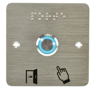 Bouton Poussoir Acier Inox Deq. 19 Mm Halo Bleu 12V Ac/Dc Contact No+Nc (C)+Ssp201