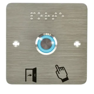 Bouton Poussoir Acier Inox Deq. 19 Mm Halo Bleu 12V Ac/Dc Contact No+Nc (C)+Ssp201