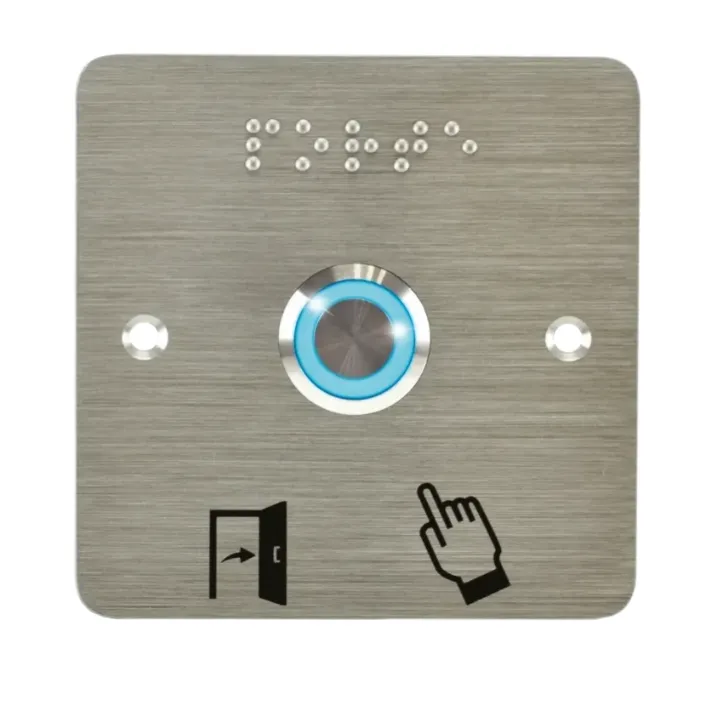Bouton Poussoir Acier Inox Deq. 19 Mm Halo Bleu 12V Ac/Dc Contact No+Nc (C)+Ssp201