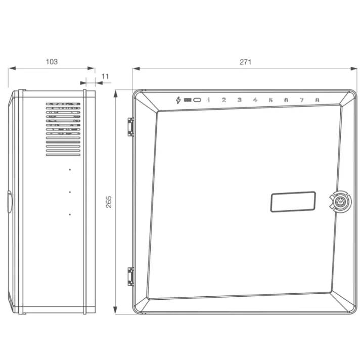 Alimentation Rsxv 8 Voies 230V Ac / 12V Dc (12-14V) / 10A - 271 X 265 X 103 Mm