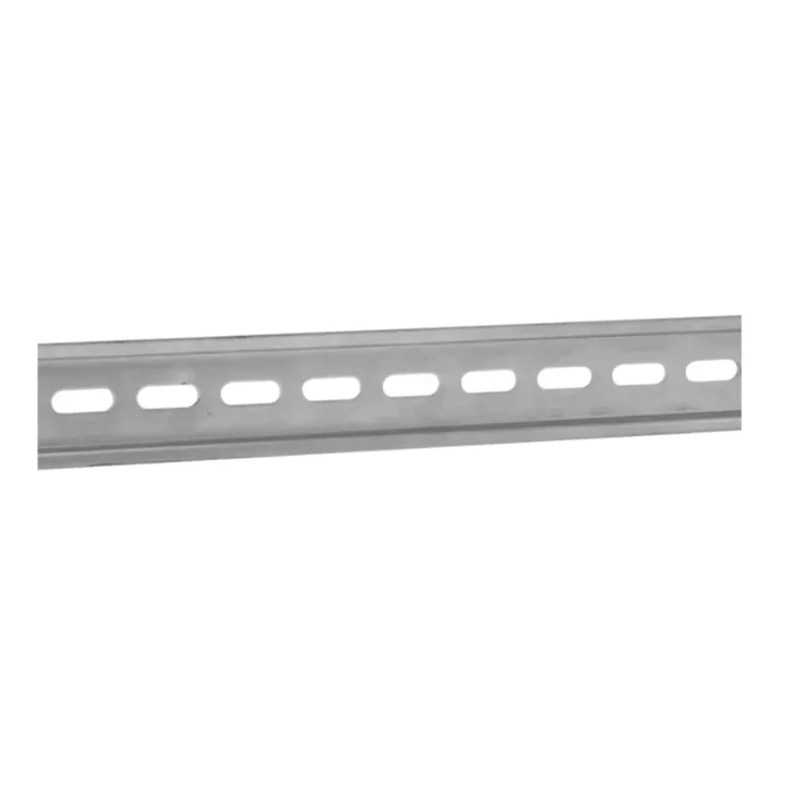 Rail Din Omega En Acier 35 X 7,5 Mm Longueur 0,45 M Trous Oblongs 15 X 6,1 Mm