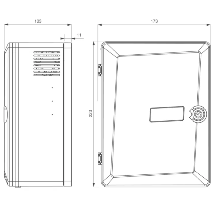 Coffret Rsxb Abs 173 X 223 X 103 Mm Avec Contact D'Autoprotection À L'Ouverture