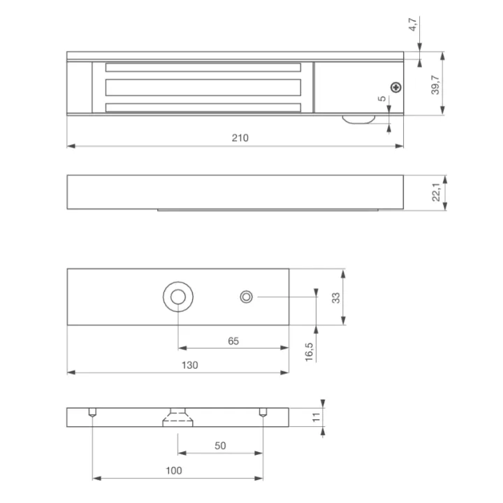 Ventouse Em Applique 300 Lbs 12/24V Dc Contact Hall / Led - Nf S 61-937