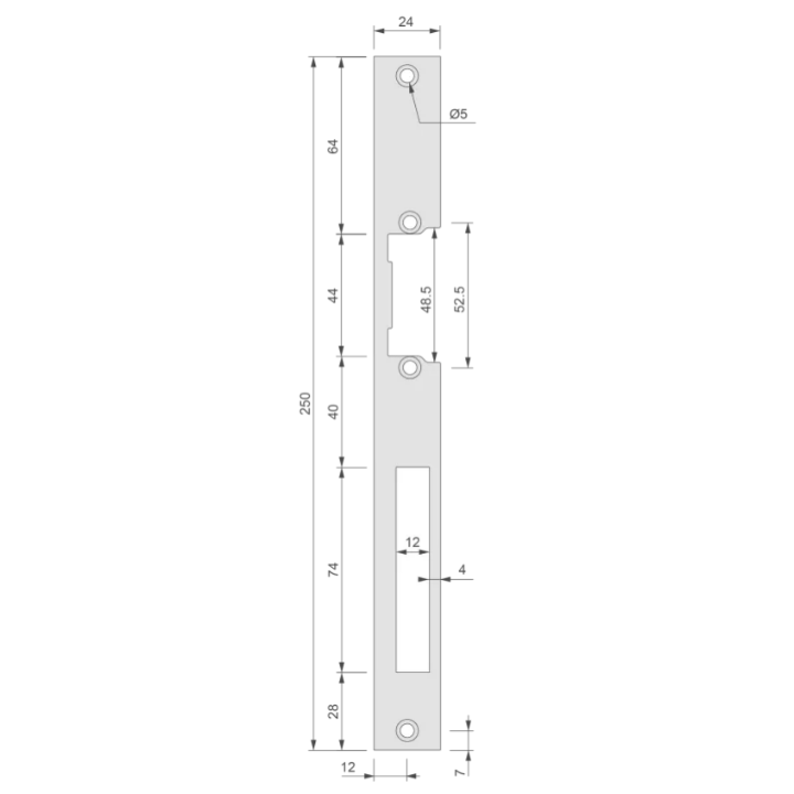 Têtière Plate 250 X 24 Mm D1S Acier Inoxydable Pour 13-23-33 & Esu