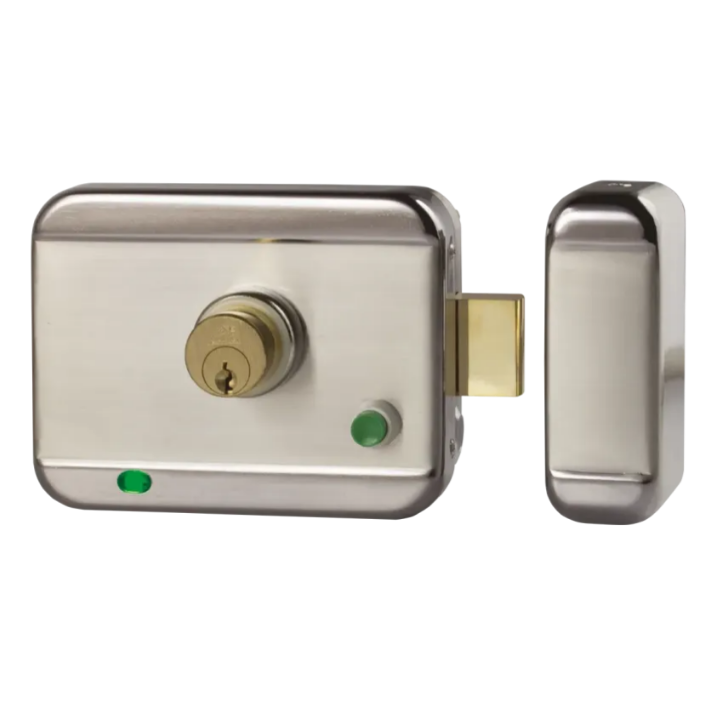 Serrure Électrique Applique 6000 N À Rupture 12-24V Dc Cylindre + Bp Dp