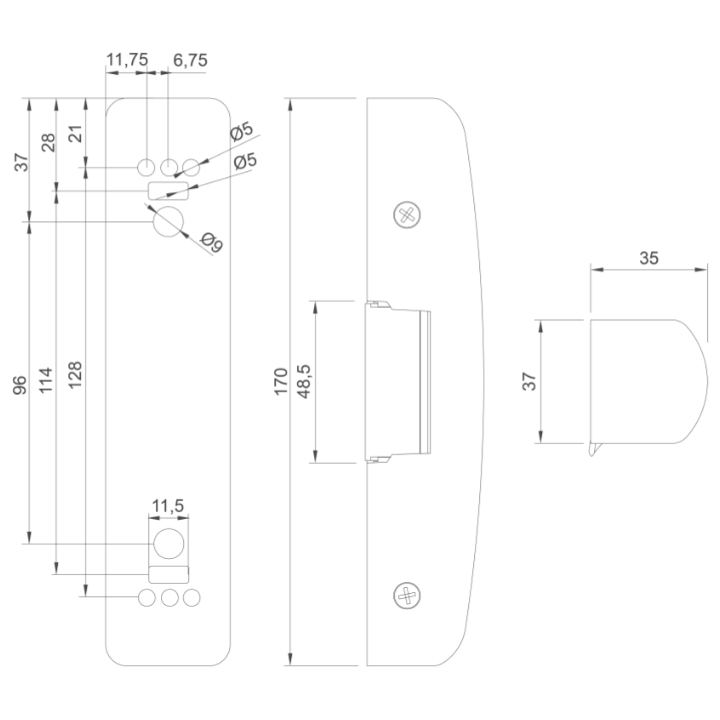 Gâche Élec. 34A Ap Pour Bap 6500 N À Rupture Ctc 24V Dc Tvs / Noir