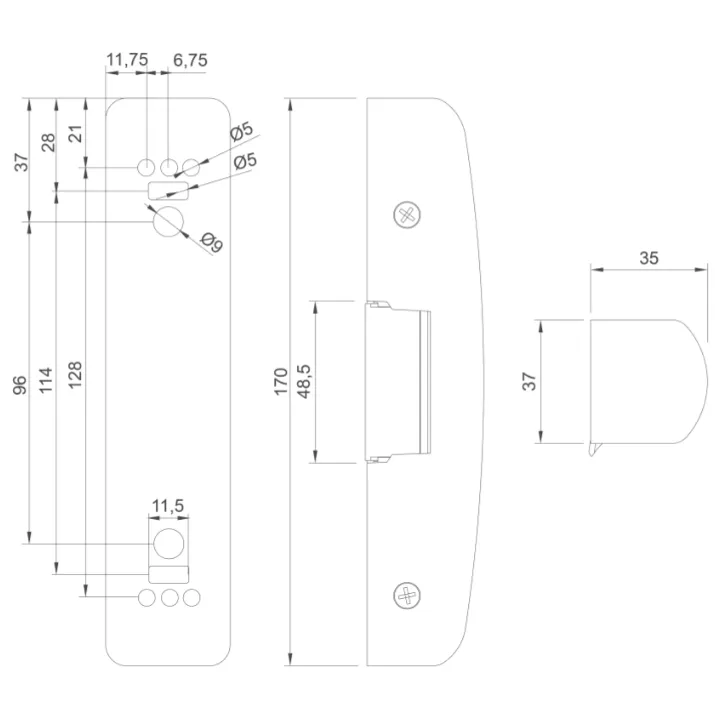 Gâche Élec. 34A Ap Pour Bap 6500 N À Rupture Ctc 24V Dc Tvs / Noir