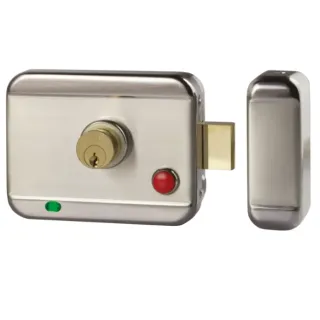 Serrure électrique applique 6000 N à rupture 12-24V DC cylindre