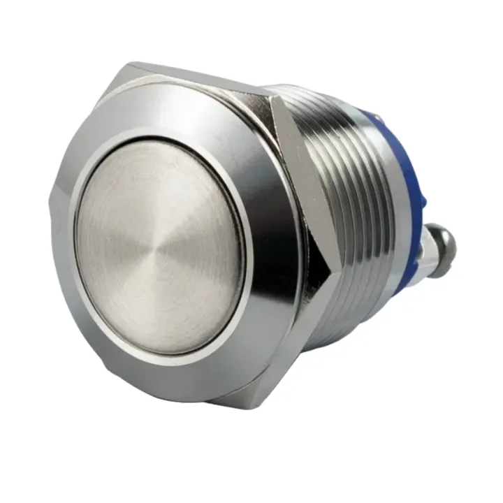 BOUTON POUSSOIR ACIER INOX D:19 MM CONTACT NO (V)