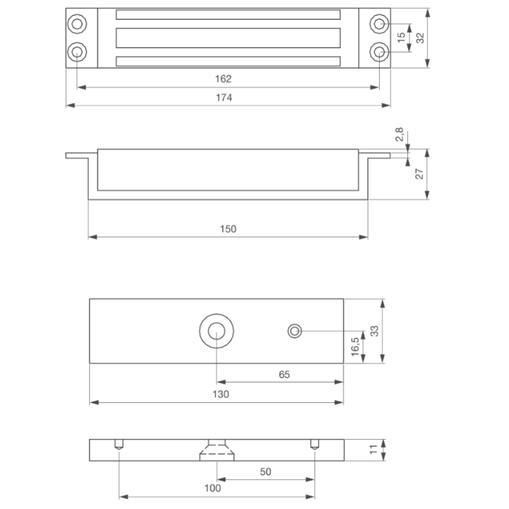 VENTOUSE EM A ENCASTRER 32 MM - 300 LBS - 12/24V DC -NF S 61-937