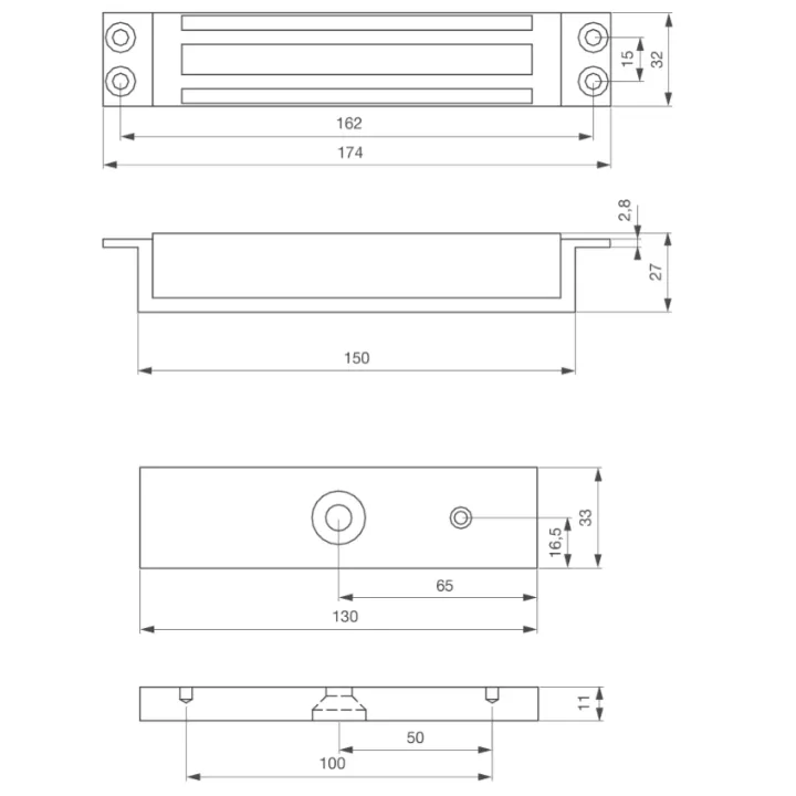 VENTOUSE EM A ENCASTRER 32 MM - 300 LBS - 12/24V DC -NF S 61-937