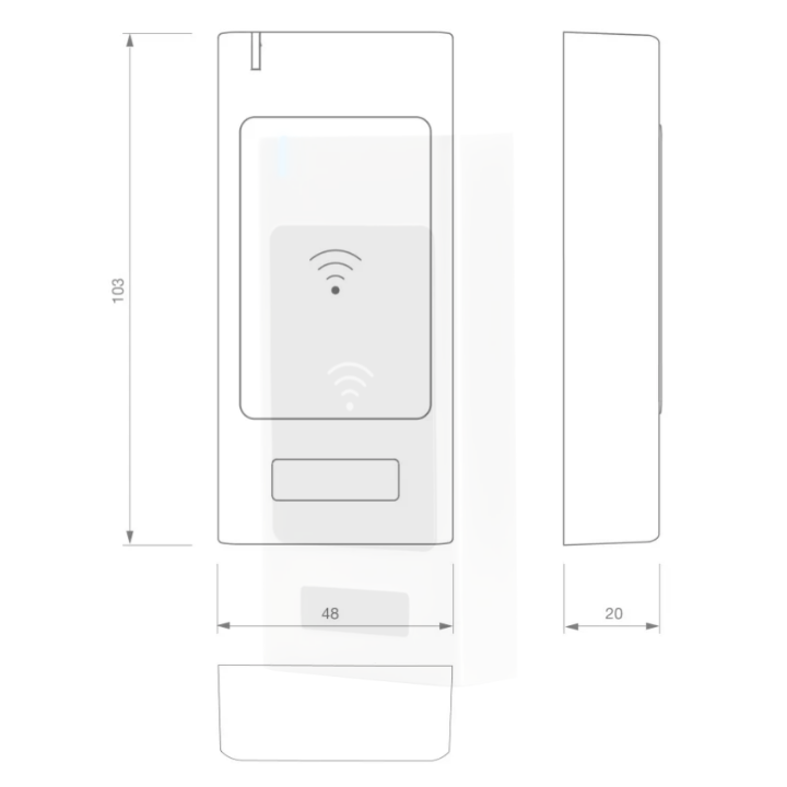 Lect. RFID AS6 Métal IP64 13,56 MHz Mifare Cl 12/24V AC/DC 999u
