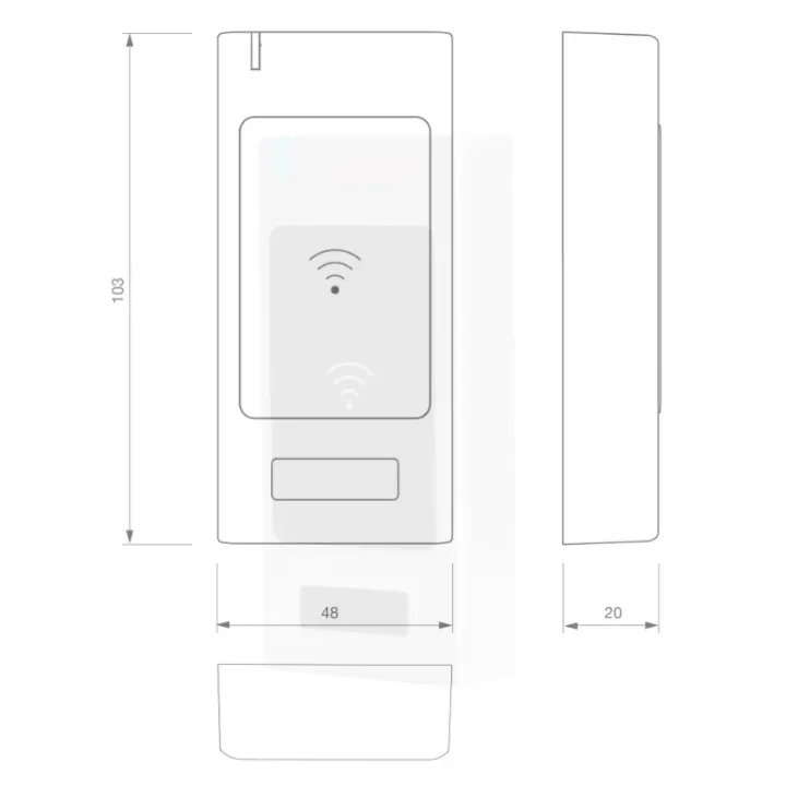 Lect. RFID AS6 Métal IP64 13,56 MHz Mifare Cl 12/24V AC/DC 999u