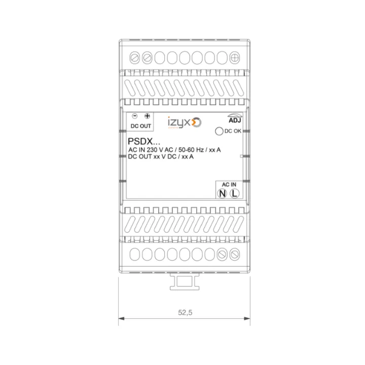 ALIMENTATION CHARGEUR RAIL DIN 230V AC /24V DC/1,1A /3 MODULES