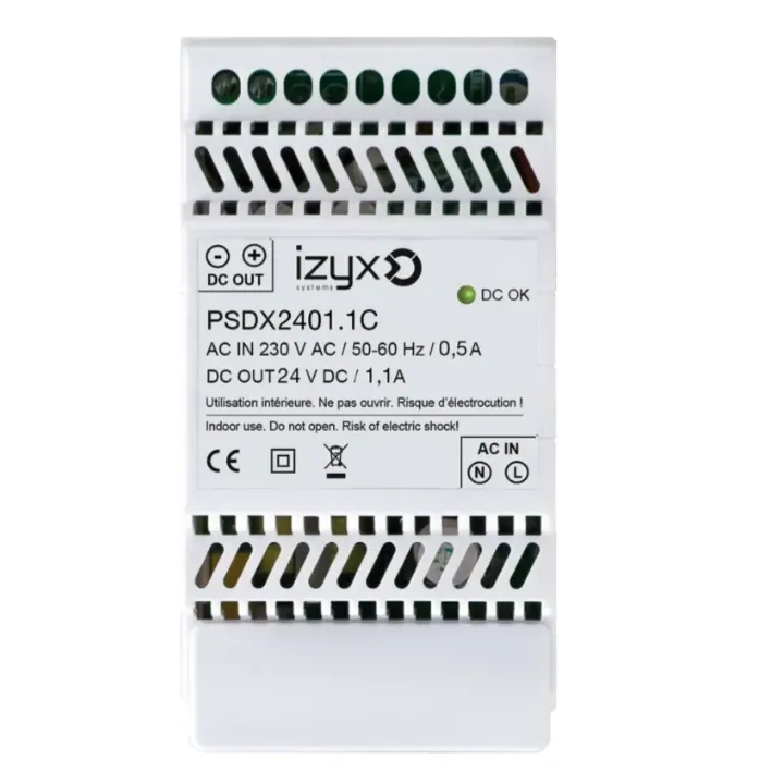 ALIMENTATION CHARGEUR RAIL DIN 230V AC /24V DC/1,1A /3 MODULES