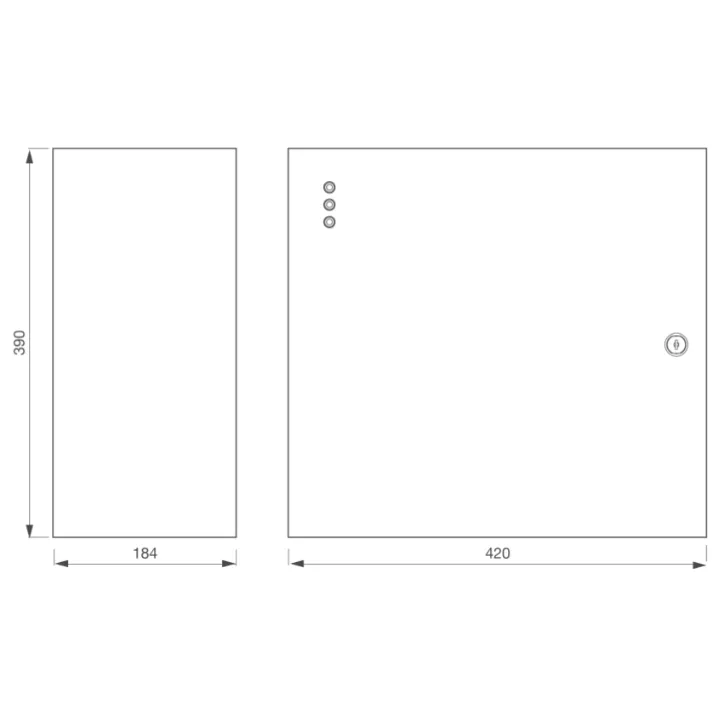 COFFRET METAL 420 X 390 X 182 MM AVEC SERRURE A CLE