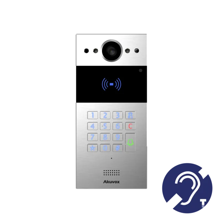Interphone Vidéo Sip+Clavier Et Lect De Carte Rf Boucle Magnétus