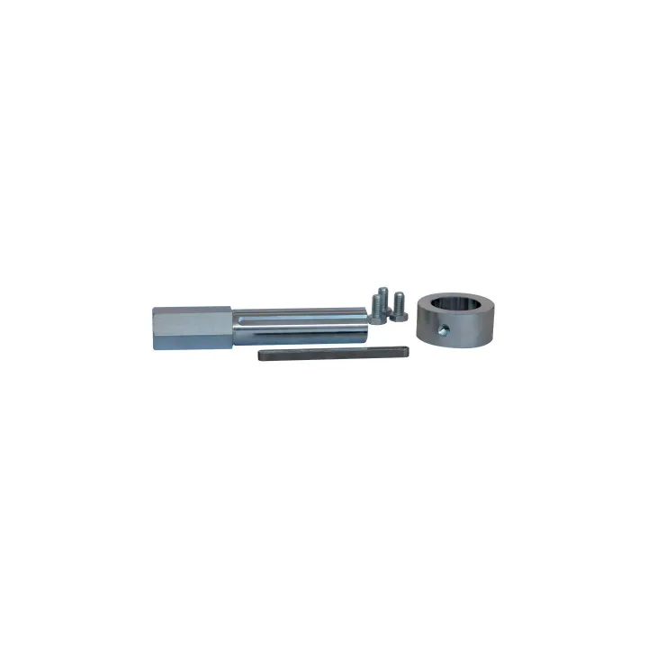 Adaptateur hexagonal 27mm avec bague pour montage d'un motoréducteur d'axe creux 25,4mm sur arbre de porte creux