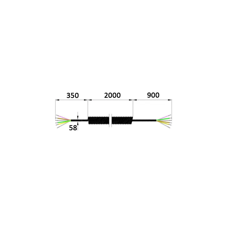 SC5359-Câble spirale 5 conducteurs 0.25mm ²-longueur developpée 3,5m pour 1 barrage cellule et 1 contact supplémentaire