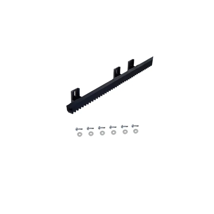 Crémaillère fibre avec âme acier module 4, longueur 1m, 6 points de fixation haute avec visserie