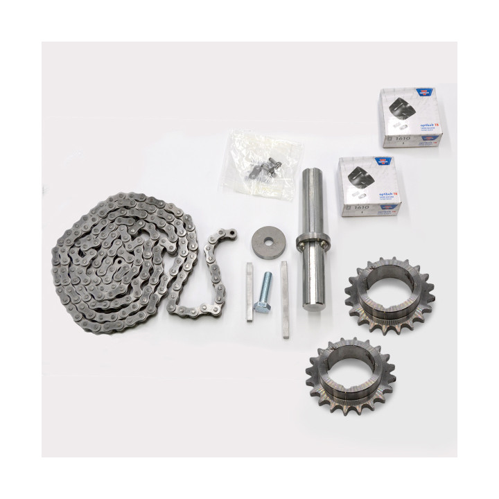 Kit de transmission par chaîne au pas de 12,7, rapport 2/3, pour moteur et arbre 25,4mm