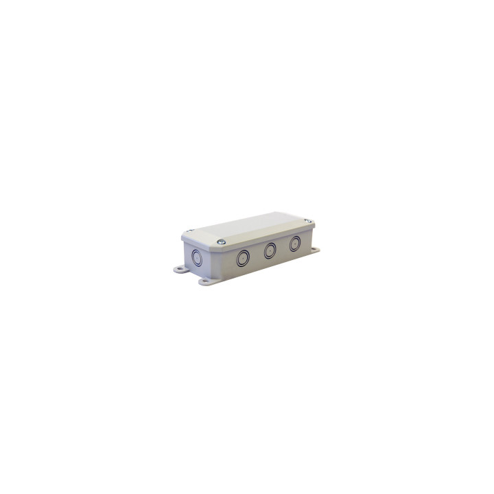 JB3000-Boitier de raccordement (158x60x39) avec 3 PE M16, 1 PE M16 anti-courbure,4 bouchons et 1 domino 5 points