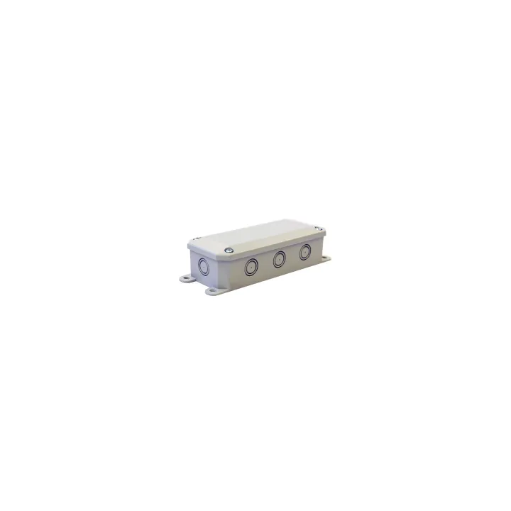 JB3000-Boitier de raccordement (158x60x39) avec 3 PE M16, 1 PE M16 anti-courbure,4 bouchons et 1 domino 5 points