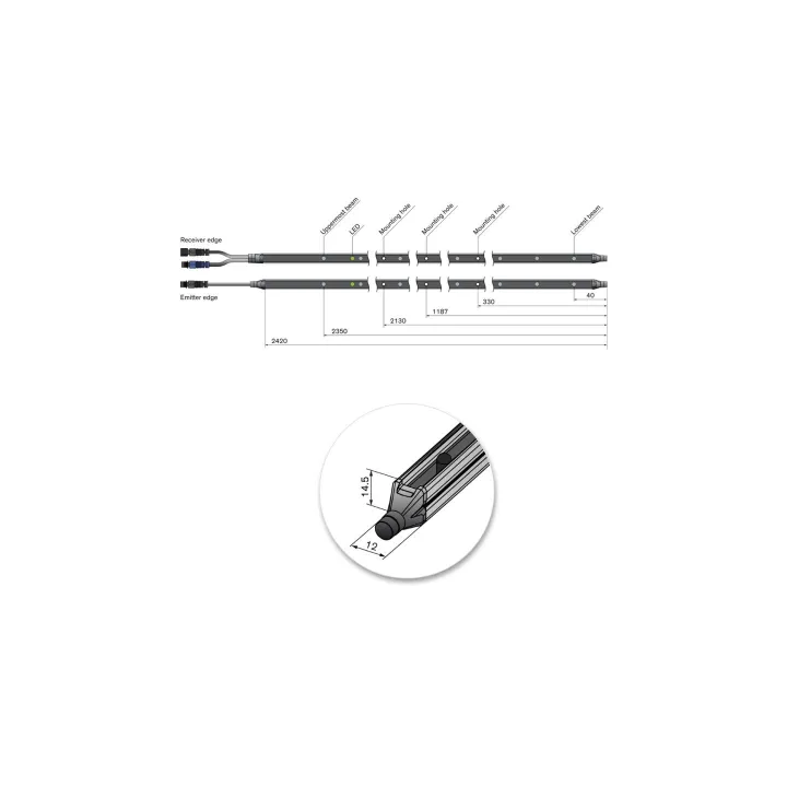 GRIDSCAN/PRO SY-2000-20-Barrière immaterielle 2000mm 10-30vdc/sortie pnp-npn-fss