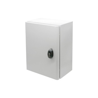 Coffret métallique 400x300x200 avec serrure et presse étoupe montés