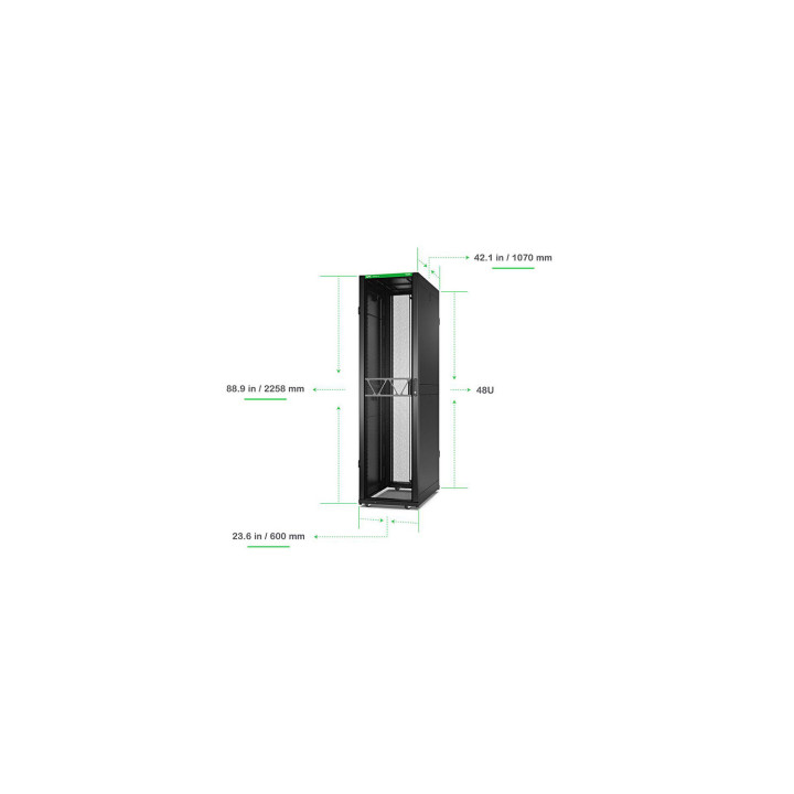 Rack NetShelter SX2 48U L600XP1070XH2258mm, noir, avec panneaux latéraux