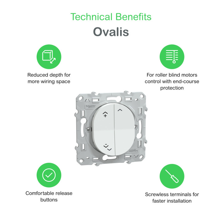 Ovalis - interrupteur 2 boutons pour volet roulant- 6AX -Blanc