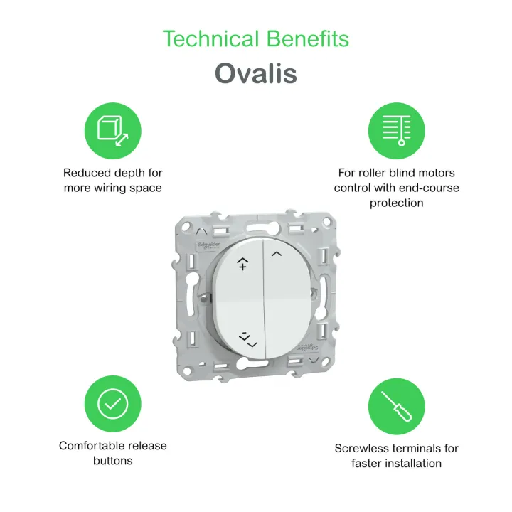 Ovalis - interrupteur 2 boutons pour volet roulant- 6AX -Blanc